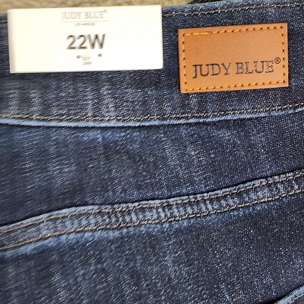 Judy Blue High Waist Skinny Fit Jeans Womens 22W Dark Wash Button Fly Casual - Picture 5 of 13